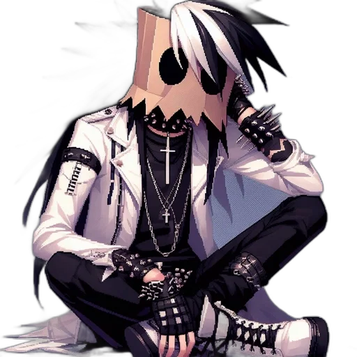 mask, jacket, robot, face, cyberpunk, pixel art, concept art, cartoon transparent PNG cut-out