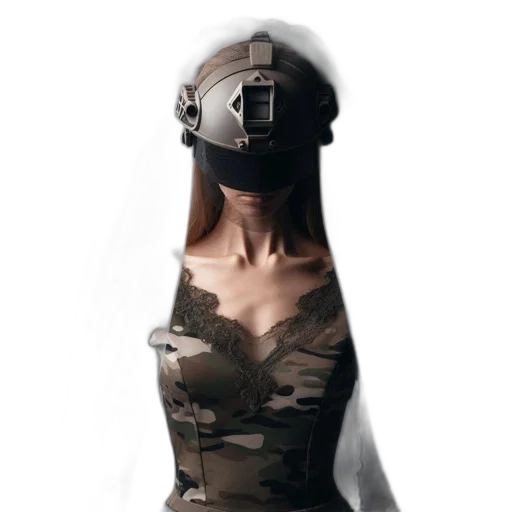 dress, robot, mask, face, concept art, cyberpunk, 3d render, photorealistic transparent PNG cut-out