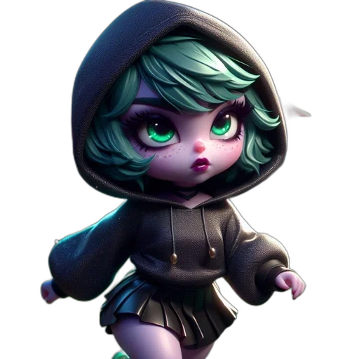 jacket, concept art, 3d render, cyberpunk, fantasy art, green, elvish, character transparent PNG cut-out