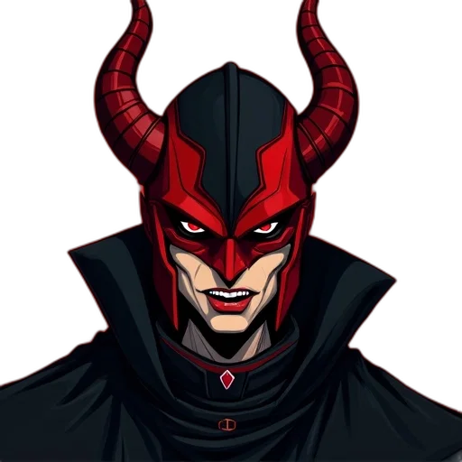 mask, face, pixel art, concept art, comic book art, fantasy art, red, dark transparent PNG cut-out