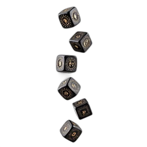 jewelry, set, six-sided, dice, intricate, designs, each, face transparent PNG cut-out
