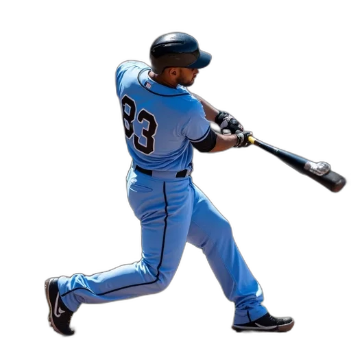 baseball, player, blue, uniform, number, swinging, bat, field transparent PNG cut-out