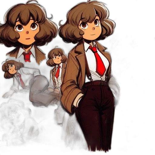 jacket, staff, concept art, pixel art, anime, cartoon, earth tones, monochrome transparent PNG cut-out