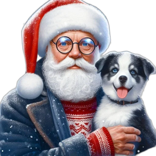 animal, photorealistic, 3d render, concept art, oil painting, santa, claus, poses transparent PNG cut-out