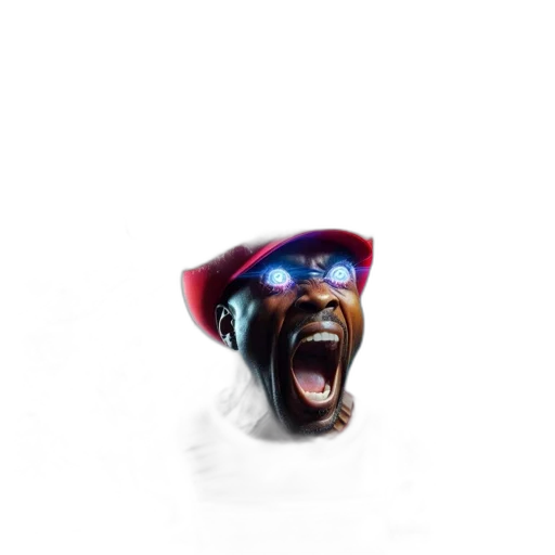 face, hat, mask, creature, concept art, 3d render, photorealistic, comic book art transparent PNG cut-out