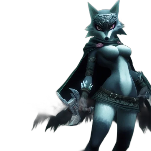 concept art, 3d render, fantasy art, monochrome, dark, blue, silvery-grey, feline transparent PNG cut-out