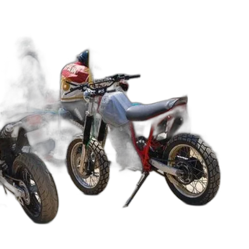 3d render, photorealistic, concept art, pixel art, motorcycles, parked, sunny, day transparent PNG cut-out