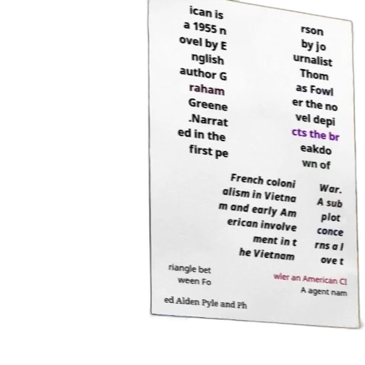 weapon, book, cover, quiet, american, graham, greene, featuring transparent PNG cut-out