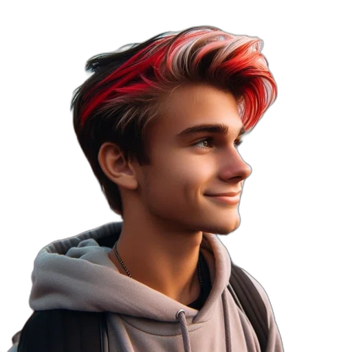 face, jacket, hair, crown, photorealistic, cartoon, 3d render, concept art transparent PNG cut-out