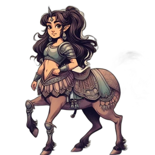 dress, fantasy art, concept art, pixel art, comic book art, earth tones, armored, centaur transparent PNG cut-out