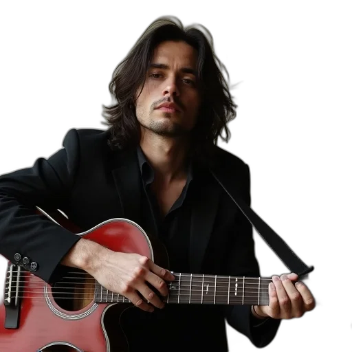 jacket, person, band, feeder, his, guitars, during, portrait transparent PNG cut-out