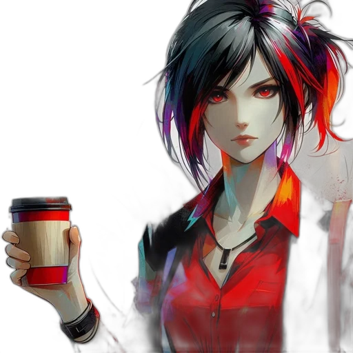 concept art, fantasy art, cyberpunk, pixel art, neon lights, red, colorful, dark transparent PNG cut-out