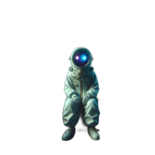 robot, creature, staff, mask, 3d render, concept art, pixel art, vaporwave transparent PNG cut-out