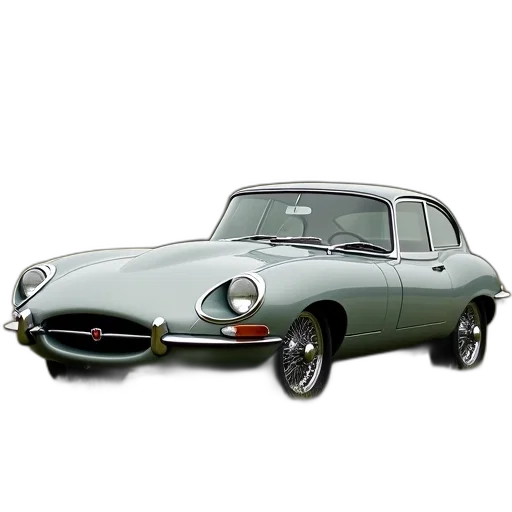 car, photorealistic, 3d render, old, grey, jaguar, parked, grassy transparent PNG cut-out