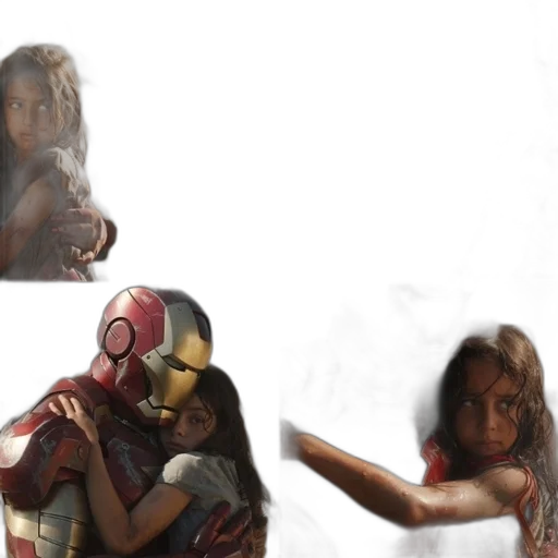 concept art, comic book art, photorealistic, 3d render, red, collage, shows, four transparent PNG cut-out