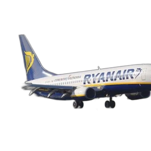 ryanair, airplane, taking, off, runway, smoke, coming, wheels transparent PNG cut-out