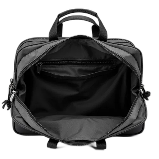 jacket, 3d render, photorealistic, open, briefcase, black, grey, nylon transparent PNG cut-out