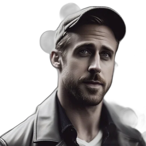 hat, jacket, face, photorealistic transparent PNG cut-out