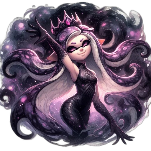 crown, hair, dress, creature, fantasy art, concept art, watercolor, pixel art transparent PNG cut-out