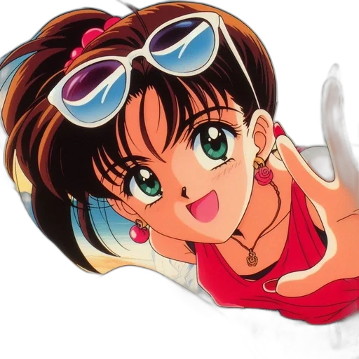 jewelry, face, anime, cartoon, vaporwave, photorealistic, animated, female transparent PNG cut-out
