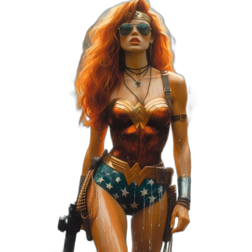 weapon, comic book art, concept art, fantasy art, pixel art, woman, fiery, red transparent PNG cut-out