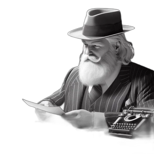 hat, cartoon, concept art, photorealistic, pencil sketch, elderly, gentleman, sits transparent PNG cut-out