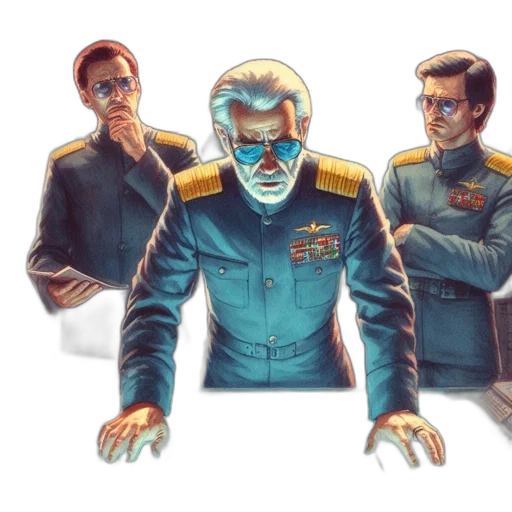 jacket, staff, robot, concept art, comic book art, cyberpunk, pixel art, outer space transparent PNG cut-out