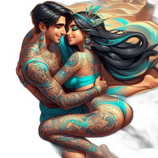fantasy art, concept art, comic book art, photorealistic, underwater, beach, fire, neon lights transparent PNG cut-out