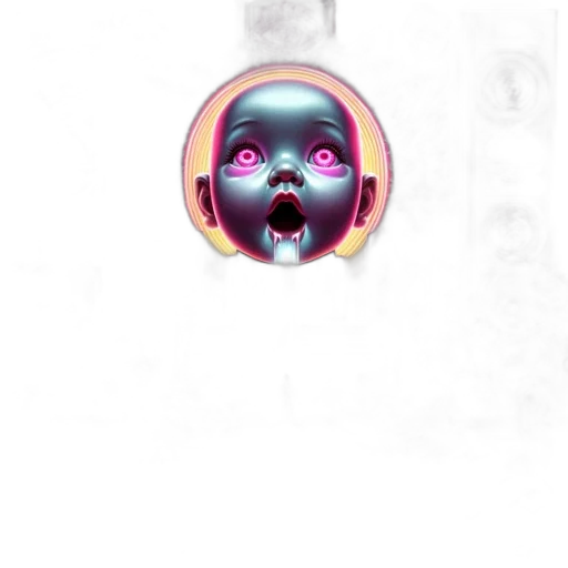 mask, face, robot, creature, concept art, 3d render, vaporwave, cyberpunk transparent PNG cut-out