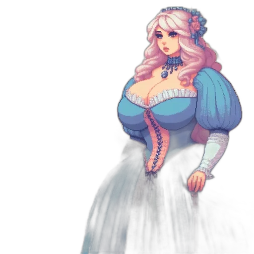 dress, fantasy art, pixel art, concept art, watercolor, snow, pastel, blue transparent PNG cut-out