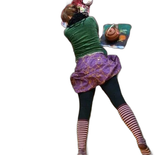 staff, concept art, 3d render, woman, green, shirt, purple, skirt transparent PNG cut-out