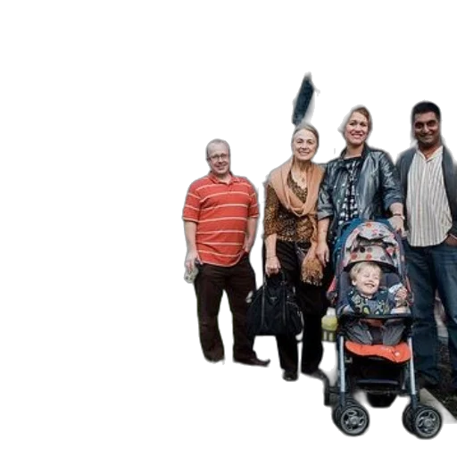 staff, umbrella, group, people transparent PNG cut-out