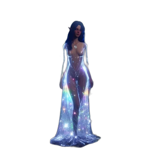 dress, concept art, fantasy art, 3d render, pixel art, outer space, woman, stands transparent PNG cut-out
