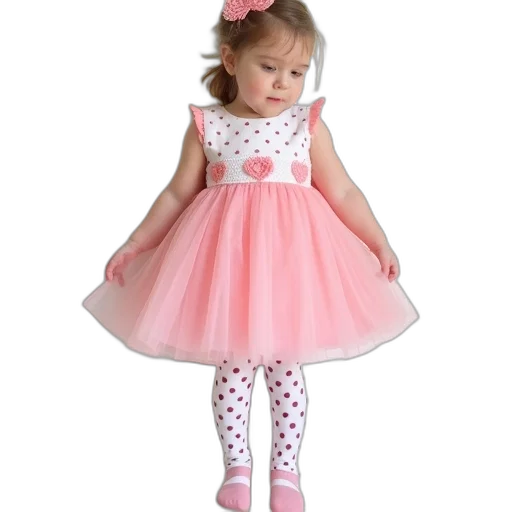 dress, pink, white, polka transparent PNG cut-out