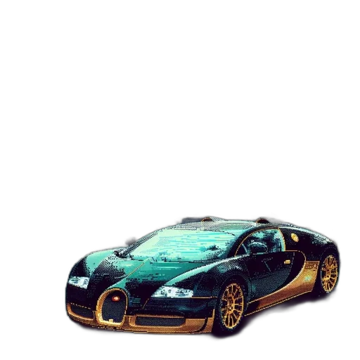 car, animal, weapon, 3d render, concept art, photorealistic, pixel art, blue transparent PNG cut-out