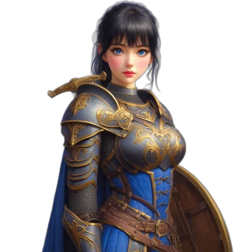 sword, dress, weapon, fantasy art, concept art, photorealistic, 3d render, blue transparent PNG cut-out