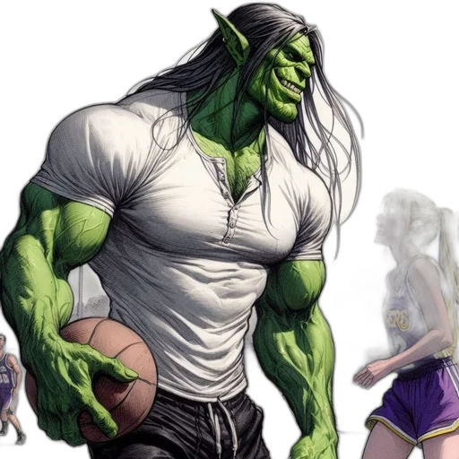 creature, concept art, fantasy art, comic book art, photorealistic, green, muscular, long transparent PNG cut-out
