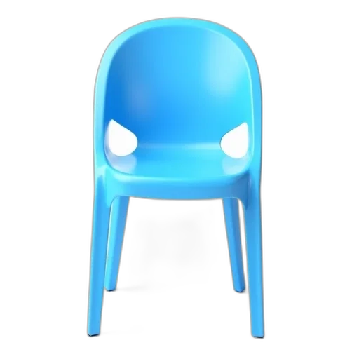 furniture, face, 3d render, photorealistic, blue, bright, plastic, chair transparent PNG cut-out