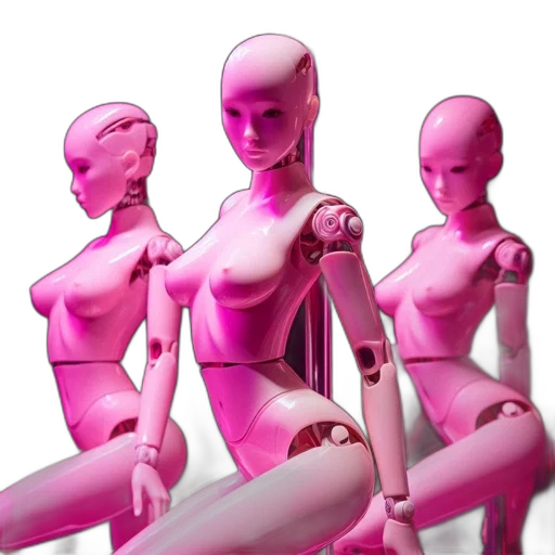 robot, concept art, cyberpunk, 3d render, vaporwave, neon lights, pastel, neon transparent PNG cut-out