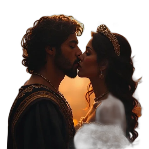 crown, photorealistic, fire, forest, sunset, night, romeo, juliet transparent PNG cut-out