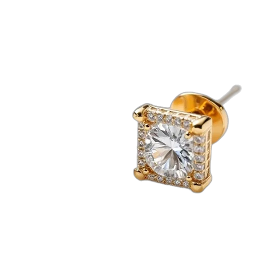 jewelry, crown, pair, diamond, cube, earrings, 18k, gold transparent PNG cut-out