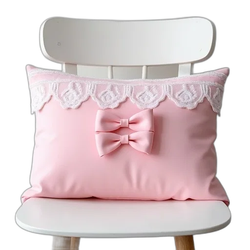 furniture, 3d render, photorealistic, pastel, monochrome, pink, cushion, white transparent PNG cut-out