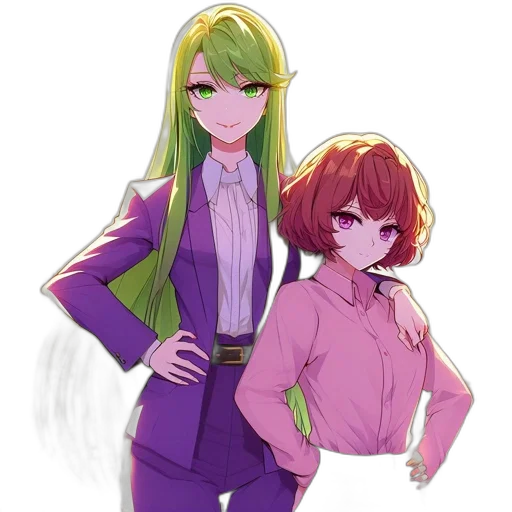staff, jacket, hair, anime, pixel art, concept art, cartoon, green transparent PNG cut-out