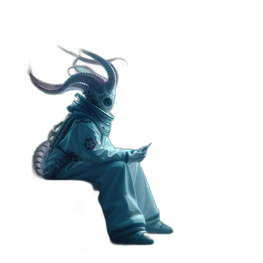 dragon, creature, mask, staff, concept art, 3d render, fantasy art, vaporwave transparent PNG cut-out