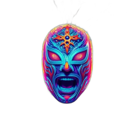 mask, face, jewelry, creature, vaporwave, fantasy art, cyberpunk, concept art transparent PNG cut-out
