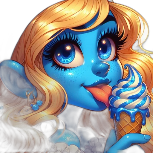 fantasy art, concept art, photorealistic, comic book art, blue, animated, female, character transparent PNG cut-out