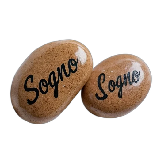food, two, polished, stones, word, sogno, engraved, them transparent PNG cut-out