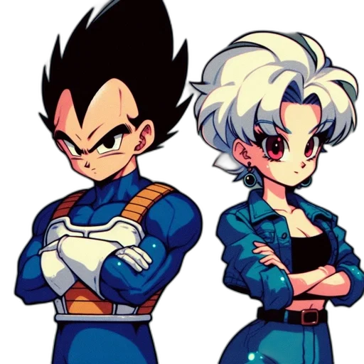 concept art, cartoon, pixel art, comic book art, two, characters, dragon, ball transparent PNG cut-out