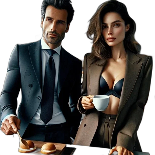 jacket, photorealistic, concept art, watercolor, man, woman, formal, attire transparent PNG cut-out
