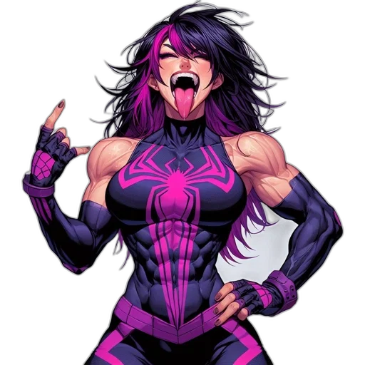 comic book art, concept art, pixel art, cyberpunk, animated, female, character, purple transparent PNG cut-out